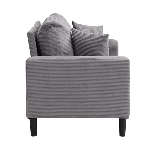 Space Saving 57 Inch Upholstered Sofa, Modern Two-Seater Loveseat with Solid Legs, Fits Cozy in Apartment Living Rooms and Studio Corners to Maximize Floor Plan, Light Gray