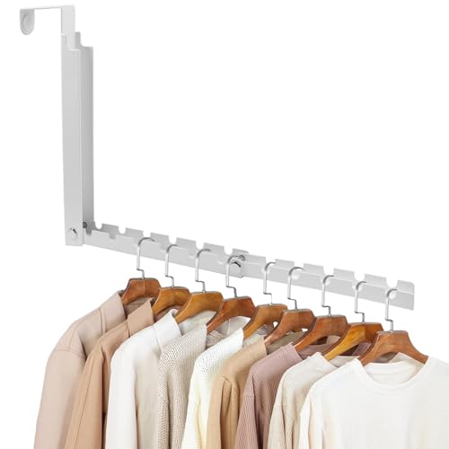Zorfeter 1 PCS Over The Door Hanger, Foldable Drying Rack 10 Ridges, White | Heavy Duty Space Saving, For Laundry Bedroom Travel - color: White