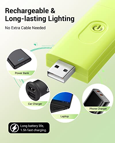 DEWENWILS USB Rechargeable Book Reading Light with Clip, LED Clip on Book Light for Reading at Night, Flexible Booklight for Kids, Warm White, Brightness Adjustable for Eye Protection (Green) - color: Green
