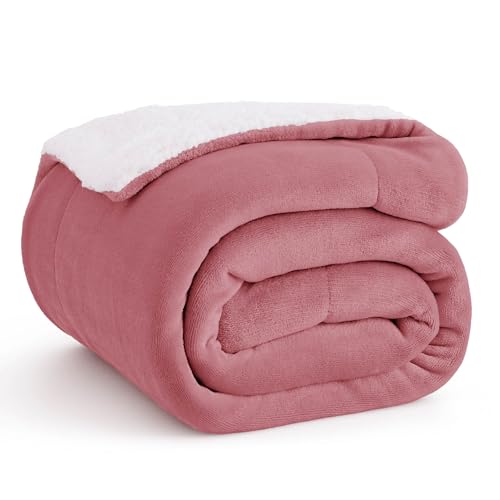 Bedsure GentleSoft Sherpa Fleece Throw Blanket for Couch, Non-Heated, Thick and Warm Throw for Girls and Women, Soft Fuzzy Plush Blanket for Winter, Dusty Rose, 50x60 Inches - color: 07 - Dusty Rose, size: Throw (50" X 60")