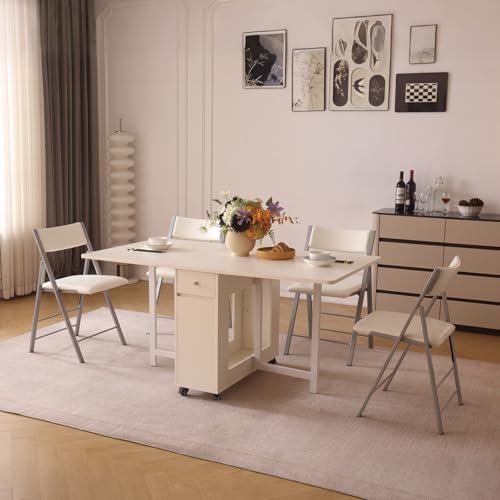 Folding Chairs 2 Pack, 450Lbs Heavy Duty Foldable Dining Chair,Bright White | 1.37" Folded, Waterproof Rustproof Indoor Outdoor Padded Folding Chairs for Dining Room, Conference Rooms, Weddings, Events - color: Bright White