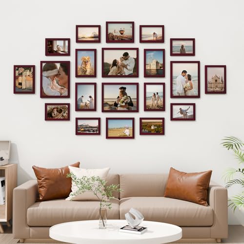 Vittanly 20 Pack Picture Frames Collage Wall Decor, Cherry Red | Gallery Wall Frame Set for Wall or Tabletop Display, Multi Sizes Picture Frame Set: 4pcs 8x10, 8pcs 5x7, 8pcs 4x6, MDF Wood - color: Cherry Red