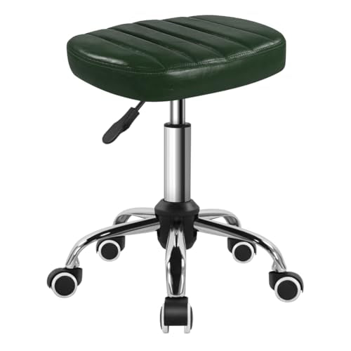 BFTOU Minimalist Square Swivel Stool with Wheel for Work SPA Shop Massage Height-Adjustable and Cost-Effective Rolling Stool Chair (Green) - color: Green