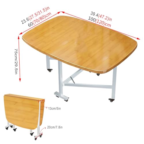 Multifunction Table Drop Leaf Dining Table, Foldable Kitchen Table Multifunction Space Saving Table For Dining Room Home Office, Easy To Fold And Unfold, Multifunction Expandable Table(Yellow,120x80x7 - color: Yellow, size: 120x80x75cm