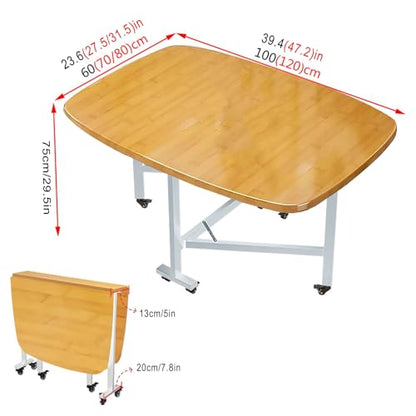 Multifunction Table Drop Leaf Dining Table, Foldable Kitchen Table Multifunction Space Saving Table For Dining Room Home Office, Easy To Fold And Unfold, Multifunction Expandable Table(Yellow,120x80x7 - color: Yellow, size: 120x80x75cm