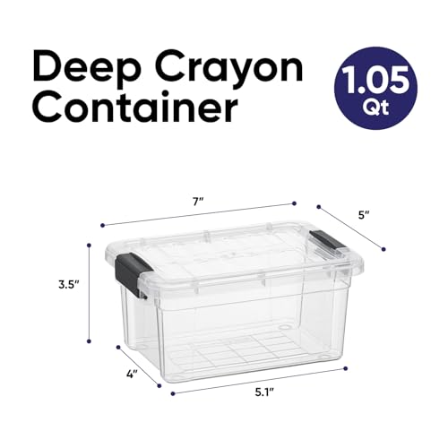 Superio Mini Storage Container Plastic Crayon Box Art Supplies and Sewing Case Stackable Clear Small Organizer for Beads, Stationery, Chalk, and Food, 1.05 Quart, 8 Pack - size: 1.05 Quarts, style: 8 Pack