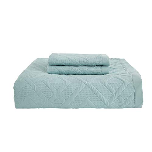 CHIXIN Quilt Queen Size - Geometric Pattern Bedspread Coverlet Set - Modern & Contemporary Style Bedding Cover, Ultrasonic Quilting, Reversible, Lightweight, 4 Piece, Seaglass - color: 1- Seaglass, size: Full/Queen(90"x92")