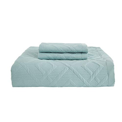 CHIXIN Quilt Queen Size - Geometric Pattern Bedspread Coverlet Set - Modern & Contemporary Style Bedding Cover, Ultrasonic Quilting, Reversible, Lightweight, 4 Piece, Seaglass - color: 1- Seaglass, size: Full/Queen(90"x92")