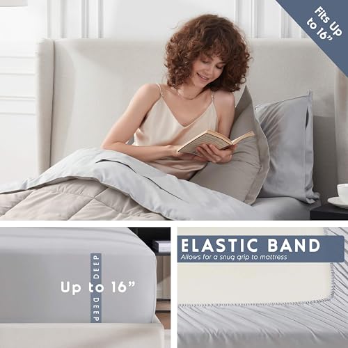 Nestl 5 Piece Twin Comforter Set – Linen Reversible Bed in a Bag – Complete Twin Size Bedding Set with Sheets, Pillowcase and Sham - color: Linen, size: Twin
