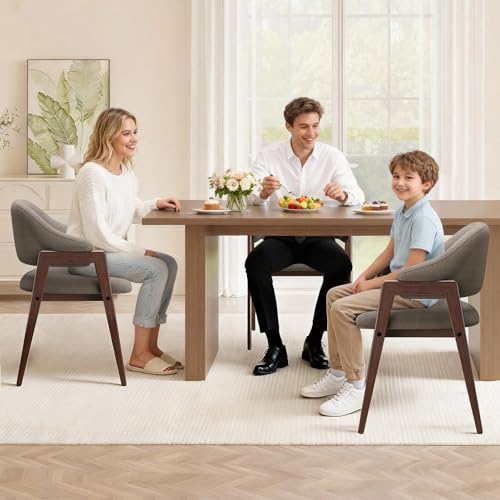 MALOL Wooden Dining Chairs Set of 2, Modern Fabric Upholstered Dining Room Chair, Kitchen Side Chairs, Farmhouse Dinner Chair with Curved Open Back for Kitchen, Camel - color: Camel, size: Set of 2