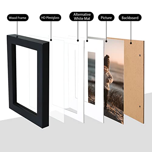 5x7 Picture Frame Black, Solid Wood Frames 5x7 with Acrylic Plexiglass for Pictures 4x6 With Mat,Tabletop and Wall Display, 5 x 7 Picture Frame Set of 4 - color: Black, size: 5x7
