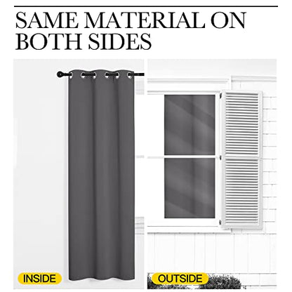 NICETOWN Thermal Insulated Grommet Blackout Curtains for Bedroom (2 Panels, W42 x L63 -Inch, Grey) - color: Grey, size: 42"W x 63"L (Pack of 2)