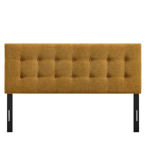 Modway Emily Full Size Performance Fabric Headboard in Copper - Linen-Like Upholstery with Button Tufting and 7 Adjustable Height Positions - color: Copper, size: Full