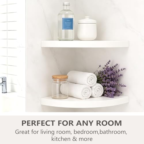 ZGZD Corner Shelf Invisible Wall Mounted Shelves Radial Shape Perfect for Bedroom Bathroom Living Room Kitchen Set of 2 White - size: Arc edge