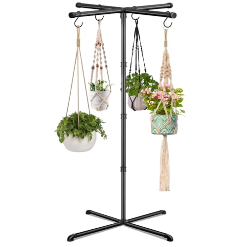 Plant Hanger Indoor, 59" Tall Hanging Plant Stand Heavy Duty Metal Indoor Plant Hanger Stand Hanging Plant Holder with 8 Hooks Hanging Planters for Indoor Plants Bedroom Living Room Balcony