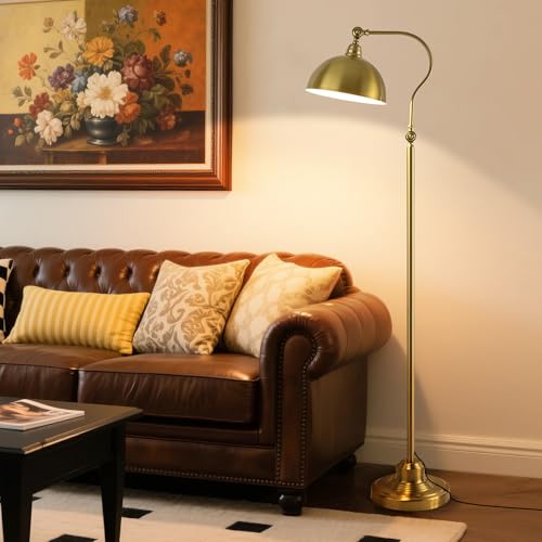 Bright Reading Floor Lamp with Remote and Bluetooth Dimming | Adjustable Brightness and Color temperature, Brass Gold Brushed Iron Lampshade, Standing Lamp for Living Room Bedroom Office - color: Gold Remote Dimming