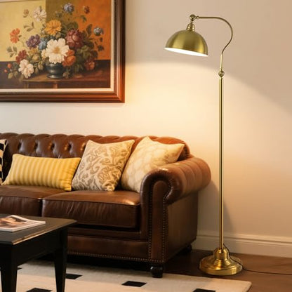 Bright Reading Floor Lamp with Remote and Bluetooth Dimming | Adjustable Brightness and Color temperature, Brass Gold Brushed Iron Lampshade, Standing Lamp for Living Room Bedroom Office - color: Gold Remote Dimming