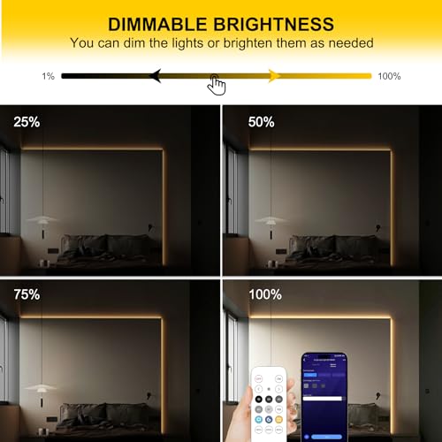 Pandery COB LED Strip Lights Warm White,24V Dimmable led Light Strip KIT with Remote and app Control,2700K 32.8FT/2 * 5m 8mm Wide Ra>90 Cuttable Flexible Strip Lights for Bedroom,Wardrobe,Cabinet - color: 2700K Warm white, size: 32.8FT