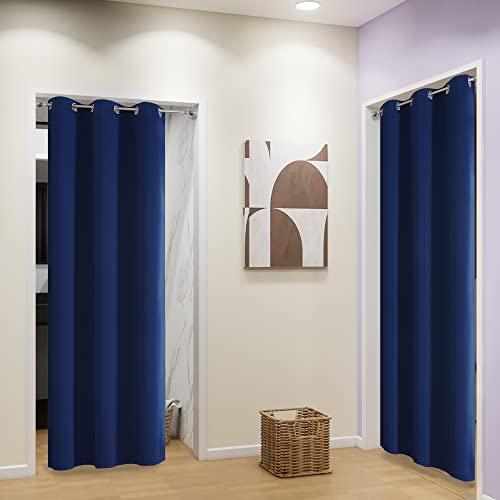 Navy Blue Room Darkening Blackout Curtains for Bedroom - 34 x 84 Inch Length Grommet Thermal Insulated Curtains(Navy, 34" Wide by 84" Long, 2 Panels) - color: Navy Blue, size: 34"W x 84"L (Pack of 2)