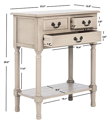 SAFAVIEH Furniture - Primrose 3-Drawer Console Table - Greige - Solid Wood - Farmhouse Classic Design - Ideal for Entryway, Living Room, Hallway, 23.5" W x 13" D x 29.5" H (CNS5707D) - color: Greige