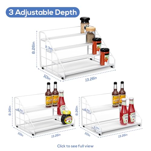 Spice Rack Organizer for Cabinet, 4 Tiered Spice Rack Organizer, Tiered Adjustable Spice Shelf for Kitchen (White-1Pcs) - color: White-1Pcs