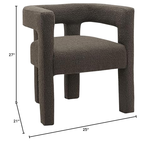 Meridian Furniture Athena Collection Modern | Contemporary Boucle Fabric Upholstered Accent | Dining Chair, 25" W x 21" D x 27" H, Brown - color: Brown