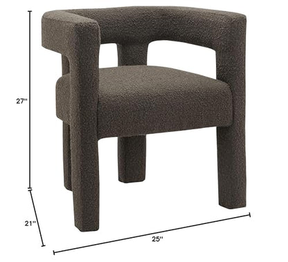 Meridian Furniture Athena Collection Modern | Contemporary Boucle Fabric Upholstered Accent | Dining Chair, 25" W x 21" D x 27" H, Brown - color: Brown