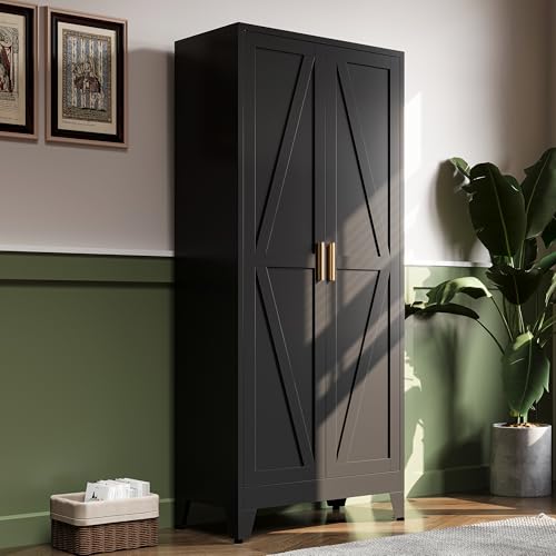 61"H Black Pantry Kitchen Cabinet with Doors,Black Storage Cabinets,Freestanding Pantry Cabinet,Farmhouse Food Storage Cabinets,Tall and Large Pantry Cabinets for Kitchen, Dining Room, Living Room - color: Black, size: 61"H