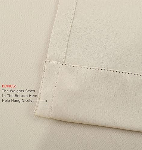 Room Darkening Grommet Blackout Window Curtains Panels for Bedroom Set of 2 52x84 Inch Begie, Bonus 2 Tie Backs Included - color: Beige, size: 52"W x 84"L (Pack of 2)
