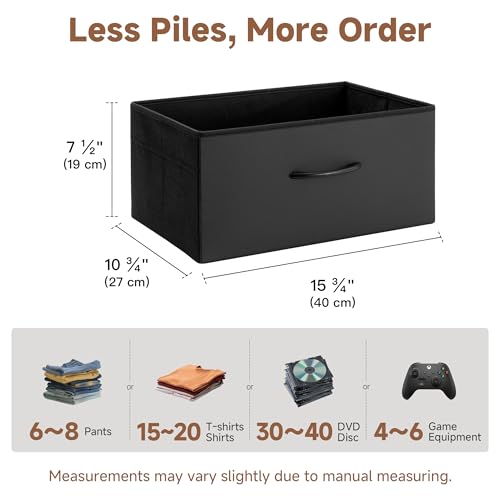 StorageWorks Black Storage Bins, Leather Storage Baskets, Large, 4-Pack | Reinforced Handles, Faux Leather Front, Non-woven Fabric, Collapsible, Space-Saving, Closet Organizers and Storage Bins - color: Black, size: 15¾"L x 10¾"W x 7½"H