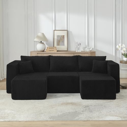 Geelife Compact Modular Sectional Sofa - Black - Minimalist Design - Family-Friendly - Space-Saving for Small Living Rooms