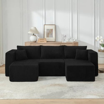 Geelife Compact Modular Sectional Sofa - Black - Minimalist Design - Family-Friendly - Space-Saving for Small Living Rooms