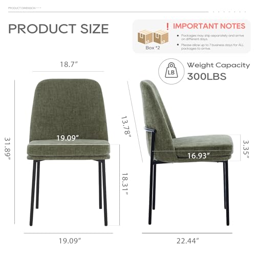 COLAMY Upholstered Dining Chairs Set of 4, Modern Dining Room Chairs with Curved Back and Metal Legs, Dinner Chair Kitchen Chairs for Dining Room and Living Room, Green - color: Green-f, size: Set of 4