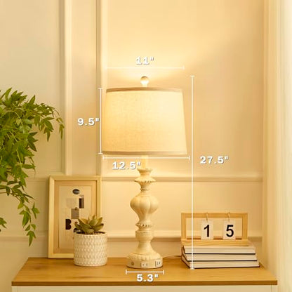 SAIWEYA 27.5" Farmhouse Table Lamps Set of 2, 3 Way Dimmable Touch Lamps | Touch Control, Dimmable, USB C+A Ports & AC Outlet, Bulbs Included, Bedside Nightstand Lamp for Living Room, Bedroom - color: Beige