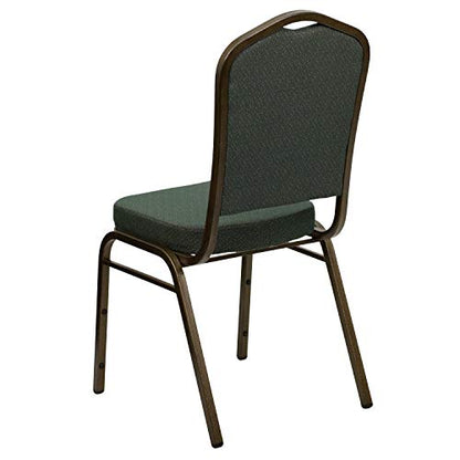 Flash Furniture Hercules Crown Back Stackable Banquet Chair, Green, 4-Pack | Gold Vein Frame, Fabric Upholstery - color: Green Patterned Fabric/Gold Vein Frame, size: Set of 4