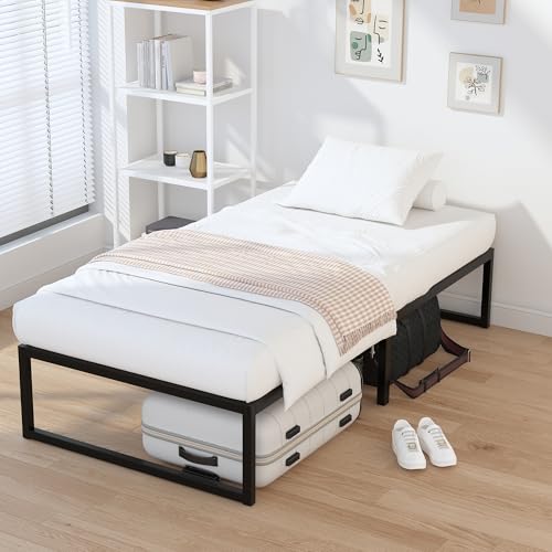 EMODA 14 Inch Narrow Twin Bed Frame 30x75, Heavy Duty Metal Platform | No Box Spring Needed, Easy Assembly Noise Free, Black - color: Black, size: Narrow Twin, style: 14 inch
