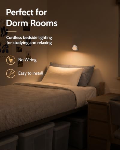 LED Wall Mounted Lights, Rechargeable Wall Sconces, 3 Color Temps, Remote & Touch, 360° Rotating and Dimmable for Bedroom, Bedside & Reading (White, 2 Pack) - color: White