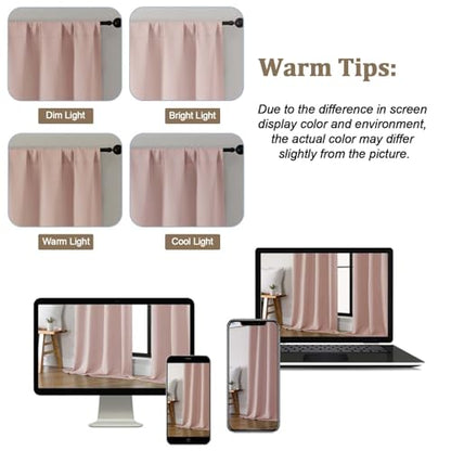 Blush Pink Room Darkening Curtains 63 Inch Length 2 Panels Set, Thermal Insulated Energy Soft Window Curtains for Bedroom Living Room Dining Room with Rod Pocket, 40" W x 63" L - color: Blush Pink, size: 40"W x 63"L (Pack of 2)