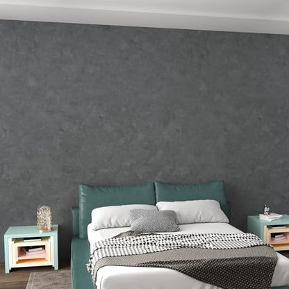 3yecao 16"×354" Thick Grey Concrete Wallpaper Peel and Stick Waterproof Glossy Industrial Gray Concrete Contact Paper Vinyl Wrap Self Adhesive Cement Tile Sticker for Bedroom Bathroom Office Gym Walls - color: Light Blue Grey, size: 16" x 354"