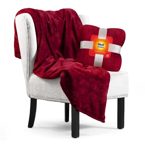 Heat Holders Fleece Throw Blanket for Couch - 300GSM Plush Super Soft Throw Blanket for Bed, Sofa, car & travel - Extra Large Cozy Blankets , Warm Thick Fuzzy, All Season - color: Cranberry