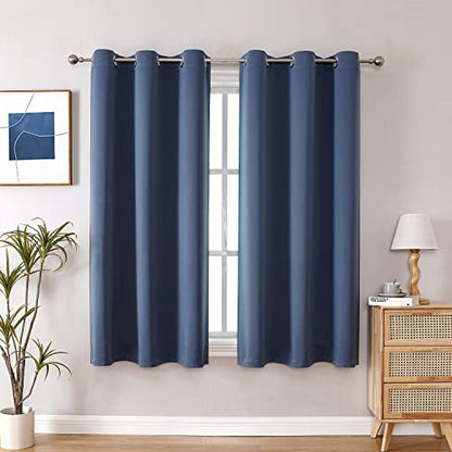 ChrisDowa Blackout Curtains for Bedroom and Living Room 40 Inches Long | 2 Panels Set, Thermal Insulated, Light Blocking, Room Darkening, Grommet, Window Drapes, Stone Blue, 29 x 40 Inch - color: Stone Blue, size: 29"W x 40"L (Pack of 2)