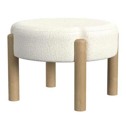HomePop Luna 22" Round Ottoman - Cream Boucle - color: Cream Boucle, size: 22"D x 22"W x 16"H