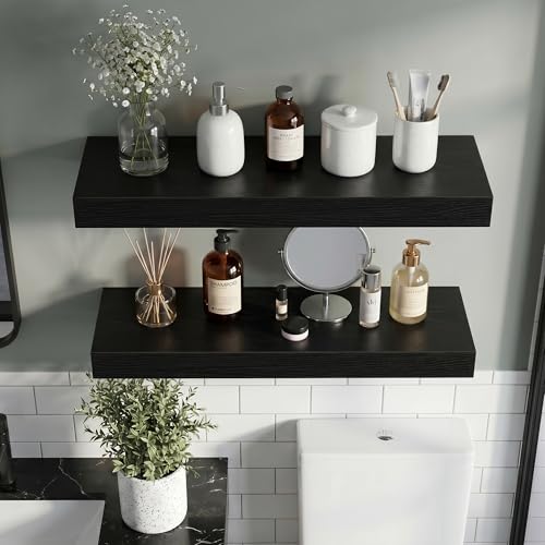 Vivelove 30 Inch Floating Shelves Wall Mounted for Display, 6.5 Deep Duty Shelves with Invisible Brackets for Living Room,Bedroom,Kitchen, Bathroom Storage & Decor,30" Wx6.5 Dx1.4 H - Black - color: Black, size: 30”Wx6.5”Dx1.4”H
