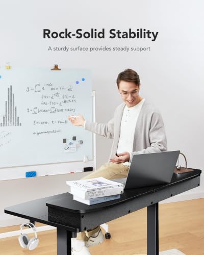 HUANUO 55 x 26 Standing Desk with 2 Drawers, C-Clamp Compatible, Black - color: Black, size: 55" X 26"