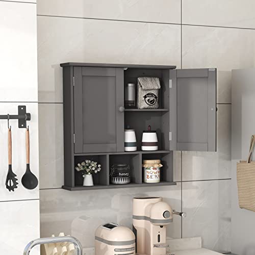 TaoHFE Grey Bathroom Cabinet,Bathroom Wall Cabinet with 2 Door | Adjustable Shelves,Over The Toilet Storage Cabinet,Bathroom Cabinet Wall Mounted,Medicine Cabinets for Laundry Room Kitchen - color: Grey