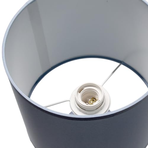Simple Designs LT1169-SLT 15.94" Glow & Flow Minimalist Grooved Ceramic Table Lamp, Monochromatic Fabric Shade, Textured Accent Lighting, for Bedroom, Office, Living Room, Slate - color: Slate