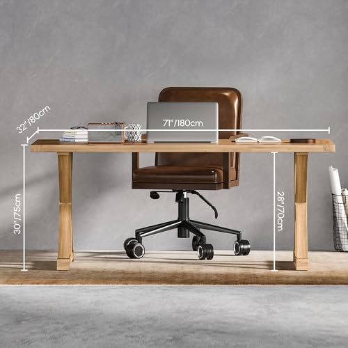 homary 70.9" Solid Wood Executive Desk, Rustic Farmhouse Home Office Desk with X-Trestle Base, Large Writing & Computer Table for Home Office, Study or Dining Space - size: 70.9"L x 31.5"W x 29.5"H