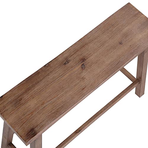Boraam Sonoma Saddle Bench, 24-Inch, Barnwood Wire-Brush, Model:75025 - color: Barnwood Wire-brush Finish
