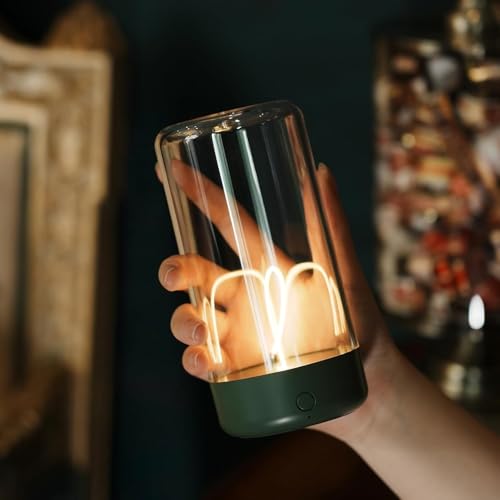 Mini Minimalist Table Lamp, Rechargeable Night Stand Lamp, Dark Green - color: Dark Green