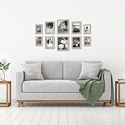 Americanflat Set of 10 Picture Frames with Shatter-Resistant Glass - Gallery Wall Frame Set with Two 8x10, Four 5x7 and Four 4x6 Frames - Signature Collection - Driftwood | Includes two 8x10, four 5x7 and four 4x6, shatter-resistant glass, hanging hardwar